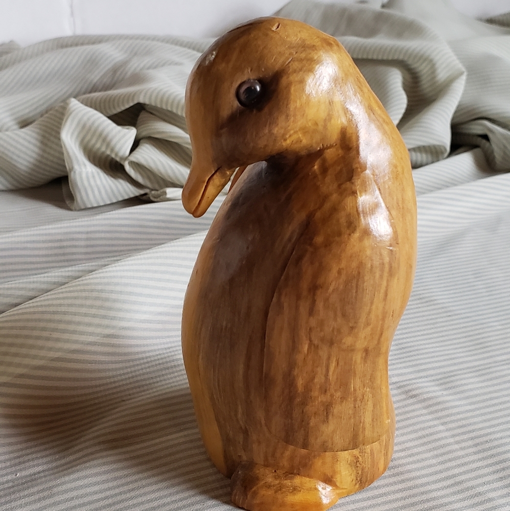 Handmade Carved Buckeye Wood Penguin